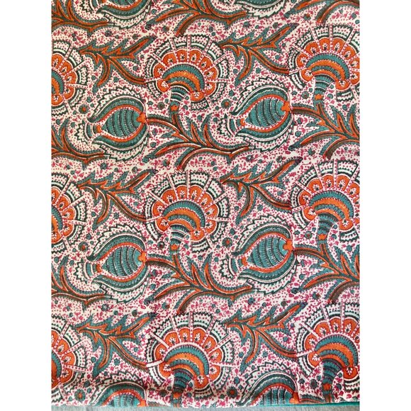 Roberta Roller Rabbit Floral Pillow Covers Pair 22" X 21.75" Orange Green Cream - Picture 4 of 9